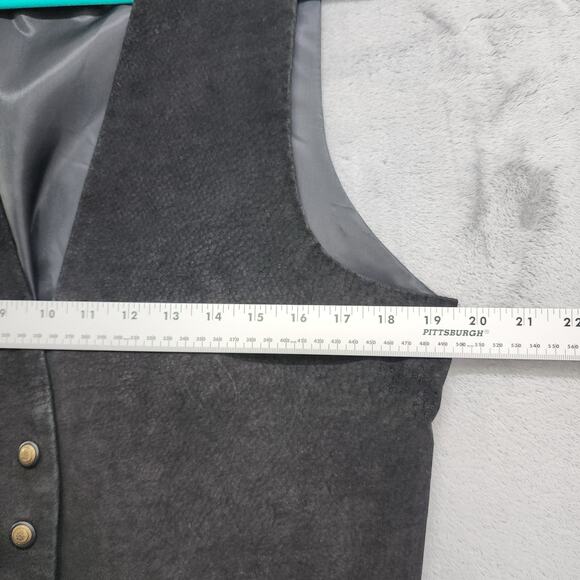 Vintage Paris Sport Club Vest Womens L Black Leather Snap Front Lined Western - Picture 6 of 8